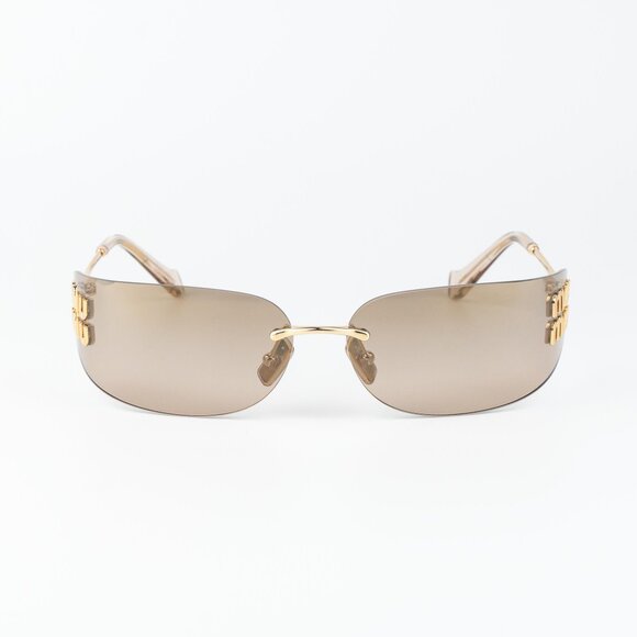 Miu Miu Women Sunglasses Gold Mirror Gradient Rectangle Rimless MUA51S 5AK20P main image 11